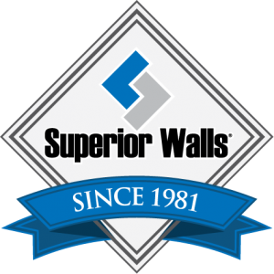 Superior Walls diamond Logo with banner since 1981